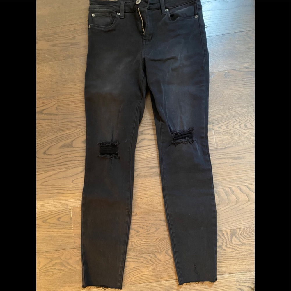 STS blue distressed black skinny jeans